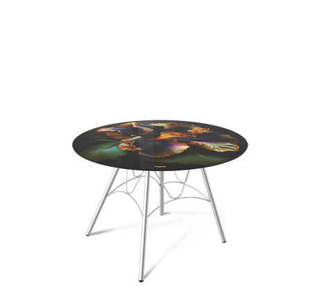 Круглый столик SHT-S100 / SHT-TT32 60 стекло/МДФ (ночной цветок/хром лак) в Перми - изображение
