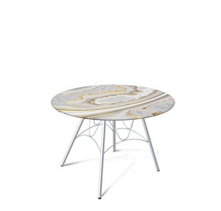 Круглый столик SHT-S100 / SHT-TT32 60 стекло/МДФ (золотистый пепел/хром лак) в Перми - изображение