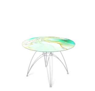 Круглый столик SHT-S112 / SHT-TT32 60 стекло/МДФ (лазурно голубой/хром лак) в Перми - предосмотр
