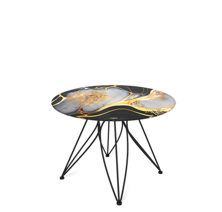 Круглый столик SHT-S113 / SHT-TT32 60 стекло/МДФ (черный алмаз/черный муар) в Перми - изображение