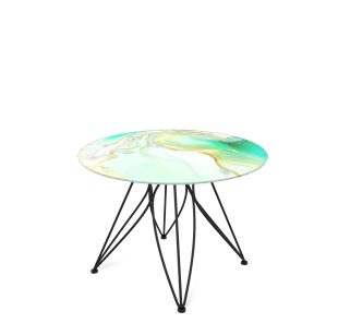 Круглый столик SHT-S113 / SHT-TT32 60 стекло/МДФ (лазурно голубой/черный муар) в Перми - предосмотр