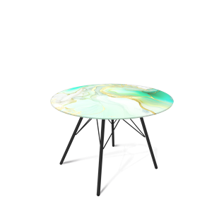 Круглый столик SHT-S37 / SHT-TT32 60 стекло/МДФ (лазурно голубой/черный муар) в Перми - предосмотр