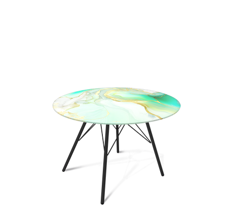 Круглый столик SHT-S37 / SHT-TT32 60 стекло/МДФ (лазурно голубой/черный муар) в Перми - изображение