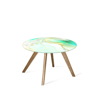 Круглый столик SHT-S39 / SHT-TT32 60 стекло/МДФ (лазурно голубой/брашированный коричневый) в Перми - предосмотр