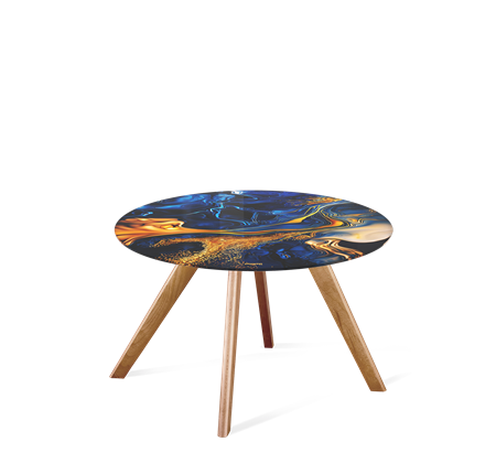 Круглый стол SHT-S39 / SHT-TT32 60 стекло/МДФ (синий сапфир/светлый орех) в Перми - изображение