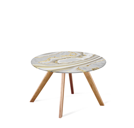Круглый столик SHT-S39 / SHT-TT32 60 стекло/МДФ (золотистый пепел/светлый орех) в Перми - изображение