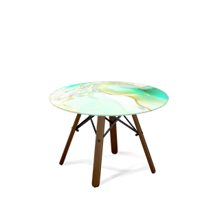 Круглый столик SHT-S70 / SHT-TT32 60 стекло/МДФ (лазурно голубой/темный орех/черный муар) в Перми - предосмотр