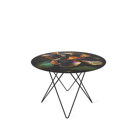 Круглый столик SHT-TU37 / SHT-TT32 60 стекло/МДФ (ночной цветок/черный муар) в Перми - изображение