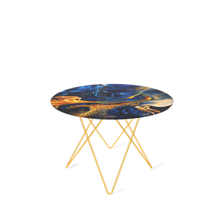 Круглый столик SHT-TU37 / SHT-TT32 60 стекло/МДФ (синий сапфир/золото) в Соликамске