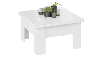 Квадратный столик Glance тип 1 (Белый/Стекло белый глянец) в Перми - предосмотр