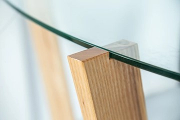 Столик овальный Оникс-6, Натуральный массив/Прозрачное стекло в Перми - предосмотр 2