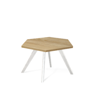 Шестигранный столик SHT-S39 / SHT-ТT20 60 ЛДСП (дуб песочный/белый/патина серебро) в Перми