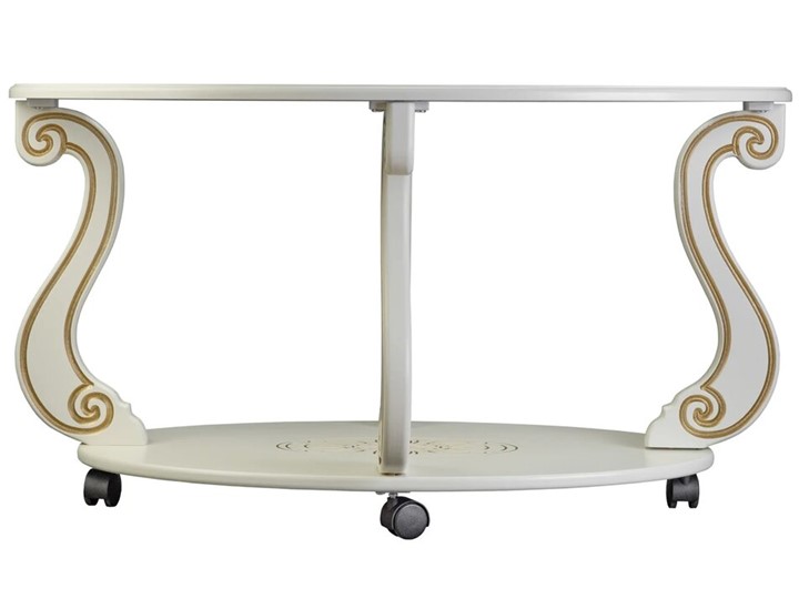 Стеклянный стол Овация-С, на колесах, слоновая кость-золото в Перми - изображение 1