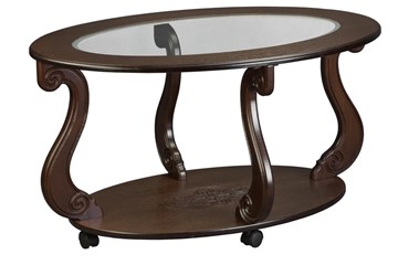 Стеклянный столик в зал Овация-С, на колесах, темно-коричневый в Перми