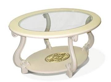Стеклянный столик Мебелик Овация-С, слоновая кость в Перми