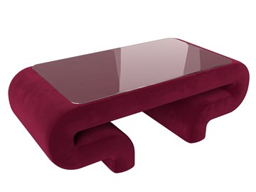Стеклянный столик в зал Волна, бордовый (микровельвет) в Чайковском