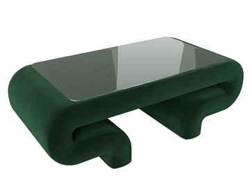 Стеклянный столик в зал Волна, зеленый (велюр) в Перми