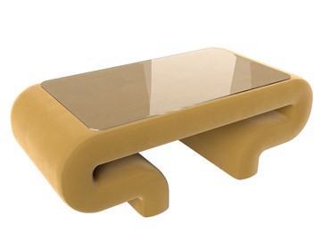 Стеклянный столик в зал Волна, желтый (микровельвет) в Кунгуре
