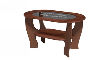 Стеклянный столик Овальный со вставкой из стекла, цвет Орех в Кунгуре