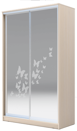 Шкаф 2200х1362х620 два зеркала, "Бабочки" ХИТ 22-14-66-05 Дуб Млечный в Перми - изображение