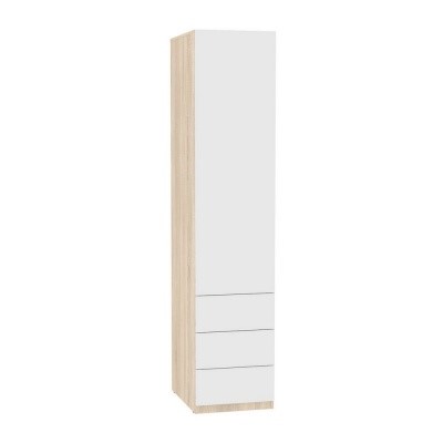 Распашной шкаф Риал (H14) 198х45х45 PUSH to OPEN, Белый/ДСС в Перми - изображение