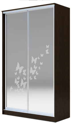 Шкаф 2-х дверный 2300х1682х420 два зеркала, "Бабочки" ХИТ 23-4-17-66-05 Венге Аруба в Перми - изображение