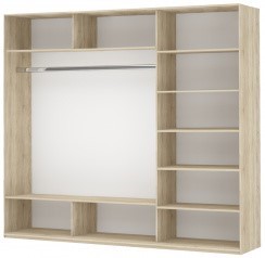 Шкаф 3-х дверный Прайм (Зеркало/Белое стекло/Зеркало) 1800x570x2300, Крафт табачный в Перми - предосмотр 1