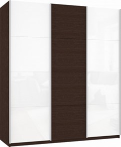 Шкаф-купе Прайм (Белое стекло/ДСП/Белое стекло) 2100x570x2300, венге в Перми - предосмотр