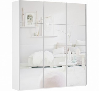 Шкаф 3-х дверный Прайм (3 зеркало) 2100x570x2300, белый снег в Березниках