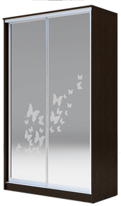 Шкаф 2-х дверный 2400х1200х420 два зеркала, "Бабочки" ХИТ 24-4-12-66-05 Венге Аруба в Перми - предосмотр