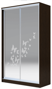 Шкаф 2-х дверный 2400х1682х420 два зеркала, "Бабочки" ХИТ 24-4-17-66-05 Венге Аруба в Перми