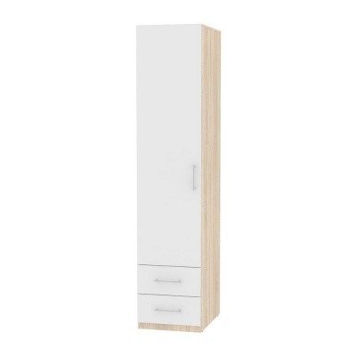 Шкаф одностворчатый Риал (H20) 198х45х45 ручка рейлинг, Белый/ДСС в Чайковском - изображение