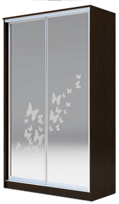 Шкаф 2-х створчатый 2200х1500х620 два зеркала, "Бабочки" ХИТ 22-15-66-05 Венге Аруба в Перми - предосмотр