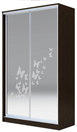 Шкаф 2-х створчатый 2200х1500х620 два зеркала, "Бабочки" ХИТ 22-15-66-05 Венге Аруба в Перми - изображение