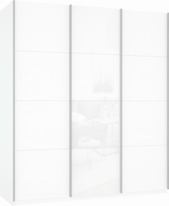 Шкаф-купе Прайм (ДСП/Белое стекло/ДСП) 1800x570x2300, белый снег в Перми - предосмотр
