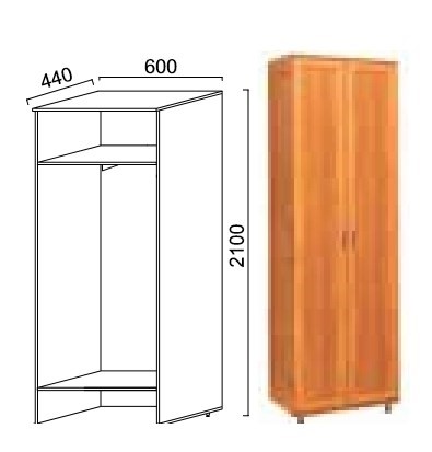 Шкаф двухдверный Александра-1, ПР-2, шимо светлый, МДФ с кожзамом в Перми - изображение