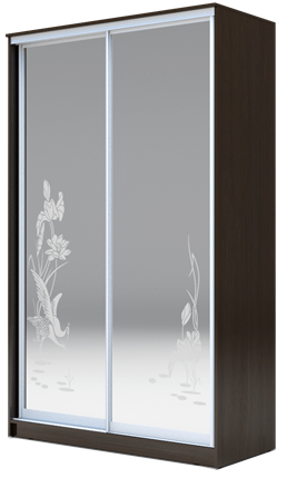 Шкаф 2-х створчатый 2400х1200х620 два зеркала, "Цапли" ХИТ 24-12-66-01 Венге Аруба в Перми - изображение