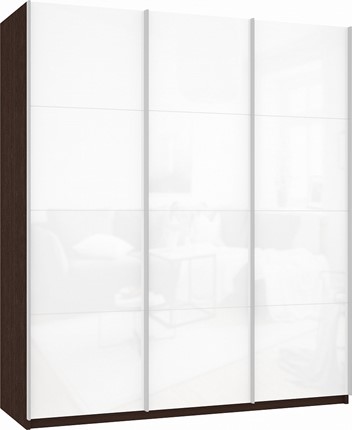 Шкаф Прайм (3 Белое стекло) 1800x570x2300, венге в Перми - изображение