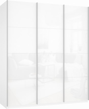 Шкаф Прайм (3 Белое стекло) 2100x570x2300, белый снег в Перми - изображение