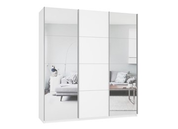 Шкаф 3-х створчатый Прайм (Зеркало/ДСП/Зеркало) 2100x570x2300, белый снег в Березниках