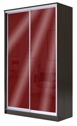 Шкаф 2-х створчатый 2200х1682х420 с цветным стеклом ХИТ 22-4-17-22, Бургунд 312, Венге в Перми - изображение