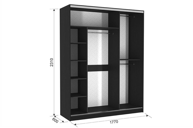 Шкаф 3-х дверный Бассо 1-600, Венге в Чайковском - изображение 2