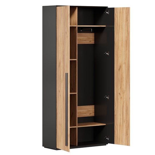 Шкаф для прихожей 2-дверный Неаполь ЛД.134050.000 (Черный/Дуб Золотой) в Березниках - изображение 1