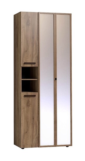 Шкаф для одежды Nature 87, фасад зеркало, Дуб табачный Craft-Черный в Перми - изображение 1