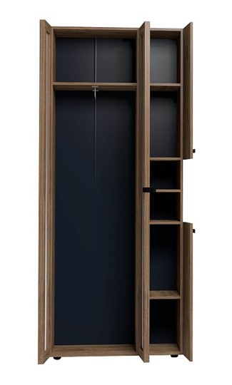 Шкаф для одежды Nature 87, фасад зеркало, Дуб табачный Craft-Черный в Перми - изображение 2