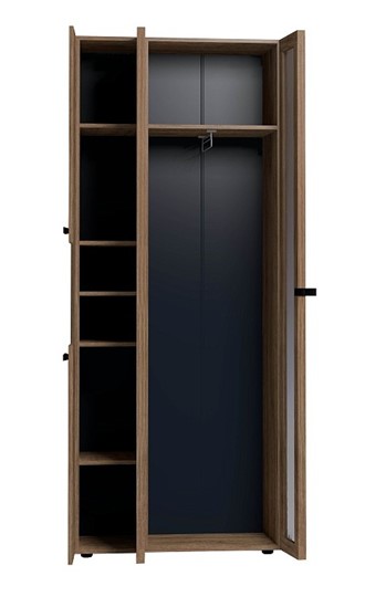 Шкаф для одежды Nature 87, фасад зеркало, Дуб табачный Craft-Черный в Перми - изображение 3
