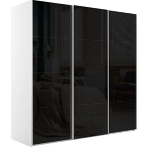 Шкаф 3-х дверный Эста, 12 черных стекол, 3000x660x2200, белый снег в Перми