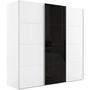 Шкаф 3-х дверный Эста (ДСП/Стекло черное/ДСП) 2400x660x2200, белый снег в Перми - предосмотр