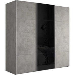 Шкаф 3-х створчатый Эста (ДСП/Стекло черное/ДСП) 3000x660x2200, бетон в Перми