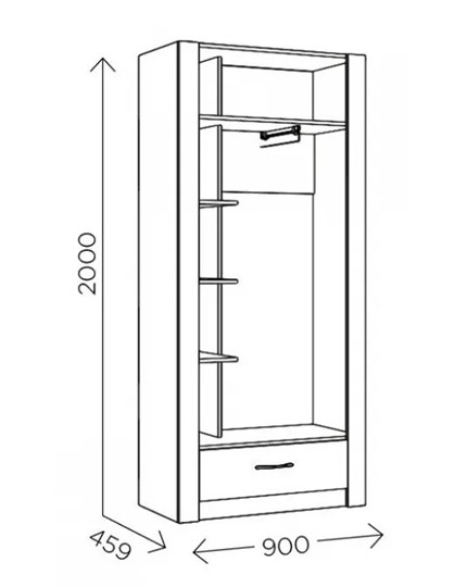 Шкаф гардеробный Ева 5 М1 дуб ирландский/белый матовый в Перми - изображение 2